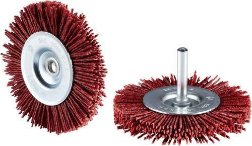 Rhodius TOPline Rundbürste HRB, 10 Stück, Farbe Rot, Körnung grob, für Metall und Holz, Durchmesser: 75 mm, Breite: 12 mm, Höhe: 16 mm, Tiefe: 6 mm - Bild 1