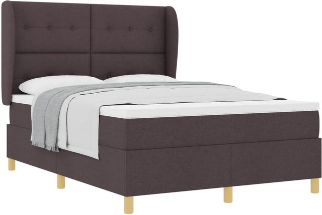 vidaXL Boxspringbett mit Matratze in Dunkelgrau und Dunkelbraun, B/T/H: 90 x 190 x 34 cm - Bild 1