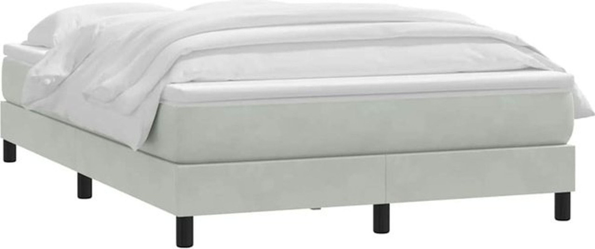 Vidaxl Boxspringbett mit Matratze in Grau und Weiß aus Samt, B/T/H: 160 x 210 cm - Bild 1
