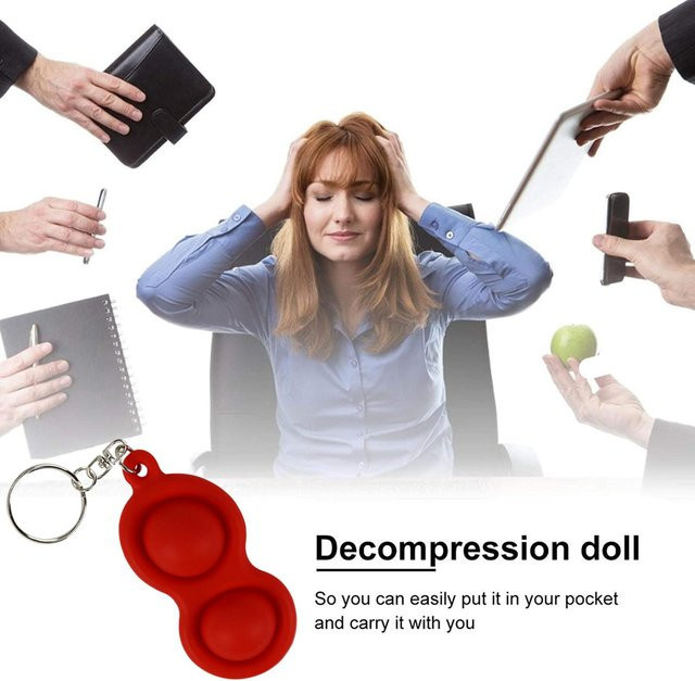 YaGao Simple Dimples Fidget Toy Schlüsselanhänger Doppelte Blase Silikon rot - Bild 1