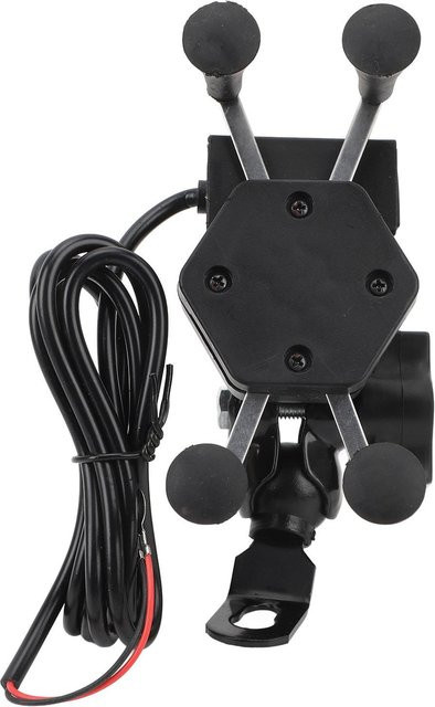 Fishine Motorrad Handyhalterung X-Typ mit USB-Anschluss 5V 2A und 360 Grad Drehung in Schwarz - Bild 1