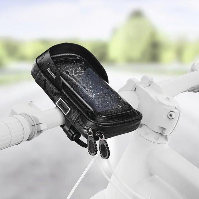 Hama Smartphone-Tasche Multi Lenkertasche fürs Fahrrad, wasserabweisende Handyhülle in Schwarz - Bild 1