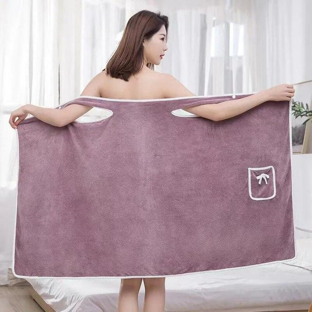 Baderock Tragbares Badetuch aus Korallensamt für Erwachsene in Violett, B/B: 80 x 135 cm - Bild 1