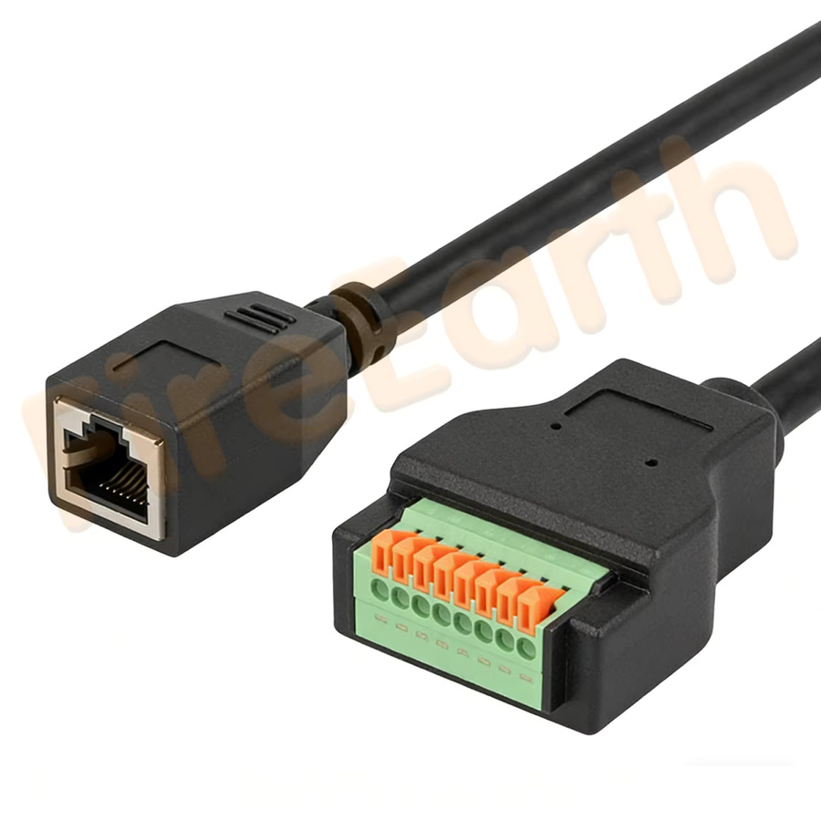 AEVYVKV CAT5e Ethernet Crimp-Breakout-Board mit D-Typ RJ45-Buchse und 8-poligem lötfreiem Klemmenblockkabel in Schwarz - Bild 4