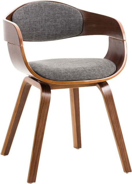 CLP 2er Set Esszimmerstühle Kingston ergonomisch mit Holzgestell und Stoffbezug in Grau - Bild 1