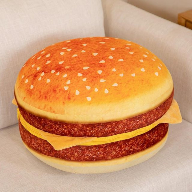 Linyi Toy Burger Plüschkissen, weiches Hamburger Kuschelkissen in Mehrfarbig, Durchmesser: 40 cm - Bild 1