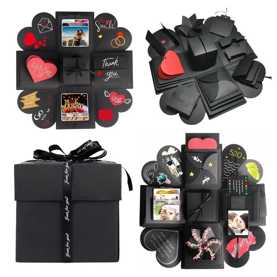 DIY Explosion Fotoalbum Geschenkbox aus Papier in Schwarz für romantische Überraschungen - Bild 3