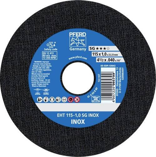 PFERD Trennscheibe EHT 115-1,0 SG INOX gerade für Edelstahl, 25 Stück, Durchmesser: 115 mm - Bild 1