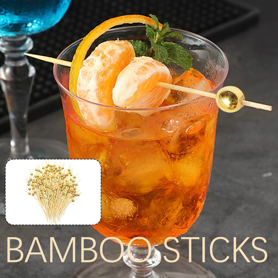 KITPIPI Goldene Perlen-Cocktailspieße für Obst und Desserts, 100 Stück - Bild 2