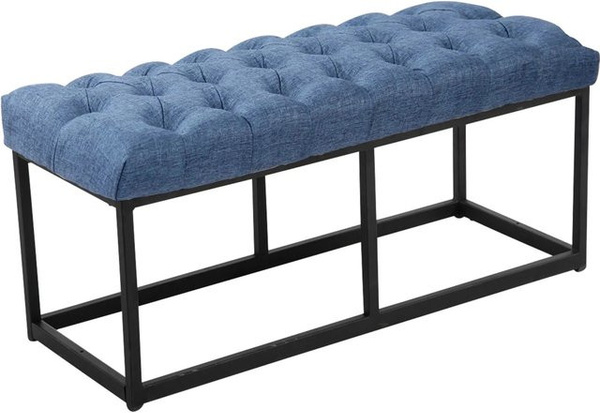 DELUKE Sitzbank MEXICO Polsterbank aus Stoff in Blau, B/T/H: 100 x 38 x 46 cm