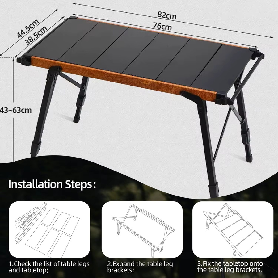 Pandatour IGT Campingtisch aus Aluminium, zusammenklappbarer Picknicktisch in Schwarz - Bild 5