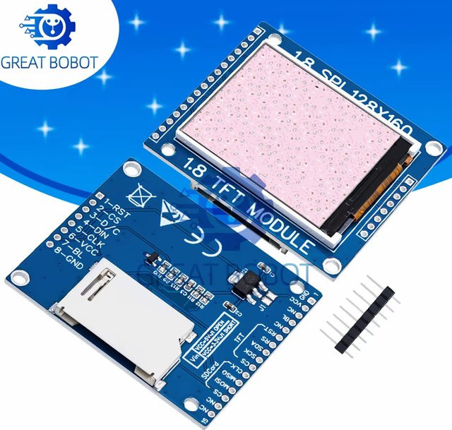 Baishundianzi 1,8 Zoll Serielles SPI TFT LCD Modul Display mit PCB-Adapter, 128 x 160 Pixel, Blau, kompatibel mit LCD1602 für Arduino - Bild 1