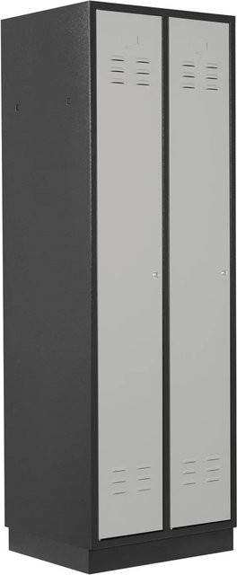 Garderobenschrank PROREGAL Ermine mit 2 Türen, Anthrazitgrau/Lichtgrau, H x B x T: 177,5 x 60 x 50 cm - Bild 1