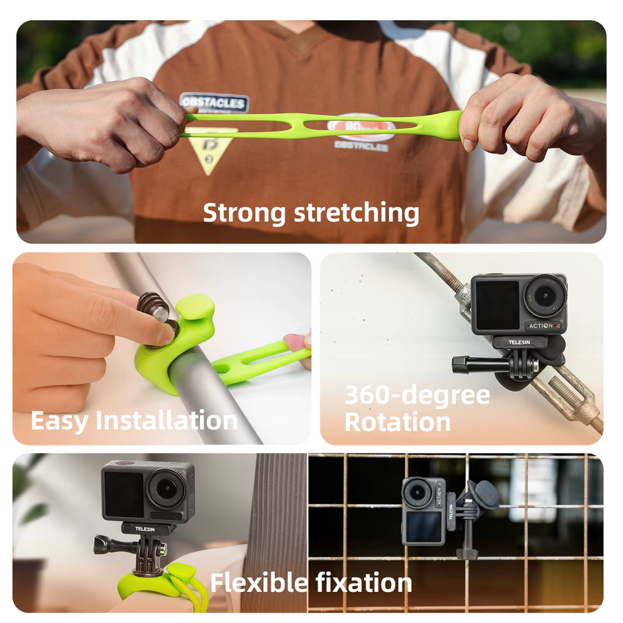 TELESIN Flexible Silikon Halterung für GoPro, Insta360 und DJI Action Kameras - Bild 4