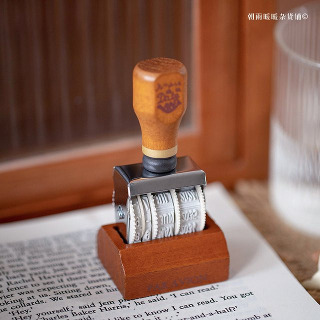 Chaoyu Retro Holz-Datumsstempel mit einstellbarem Digital-Rollstempel für dein Tagebuch und DIY-Dekorationen - Bild 1