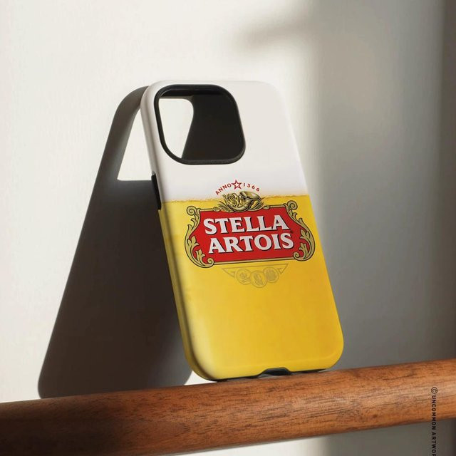 S-STELLA A-ARTOIS Bier Handyhülle für iPhone 12 bis 17 Pro Max Plus, glänzende HD-Doppelschicht-Flüssighartschale, Weiß - Bild 1