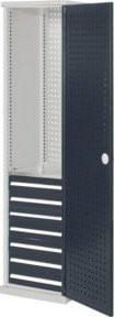 Kappes Schubladenschrank RasterPlan schmal mit 5 Lochplattentüren in Grau, B/T/H: 60 x 60 x 195 cm - Bild 1