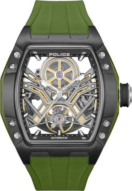 Police Herrenuhr Tampa, Automatik, Edelstahl, Tonneau, 42 mm, Schwarz, 5 ATM - Bild 1