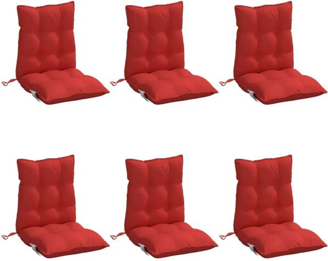 6er-Set vidaXL Niedriglehner-Auflagen aus wasserabweisendem Oxford-Gewebe in Rot - Bild 1