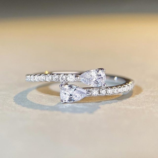 Huitan Fingerring, Zirkonia, Silber, Kupfer, Damen - Bild 1