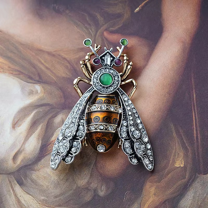 QATT Brosche Bienen-Design, Vintage, Kristall, Unisex - Bild 5