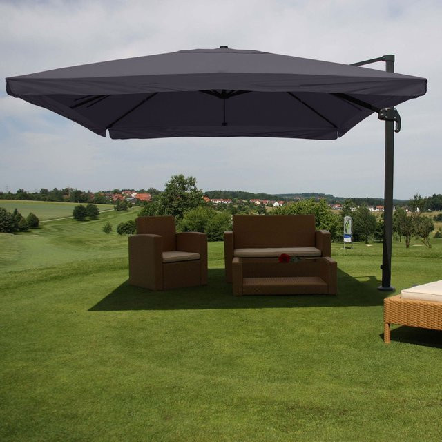Gastronomie-Ampelschirm MCW A96 in Anthrazit, drehbar, aus Polyester und Aluminium, B/T/H: 350 x 350 x 350 cm - Bild 1