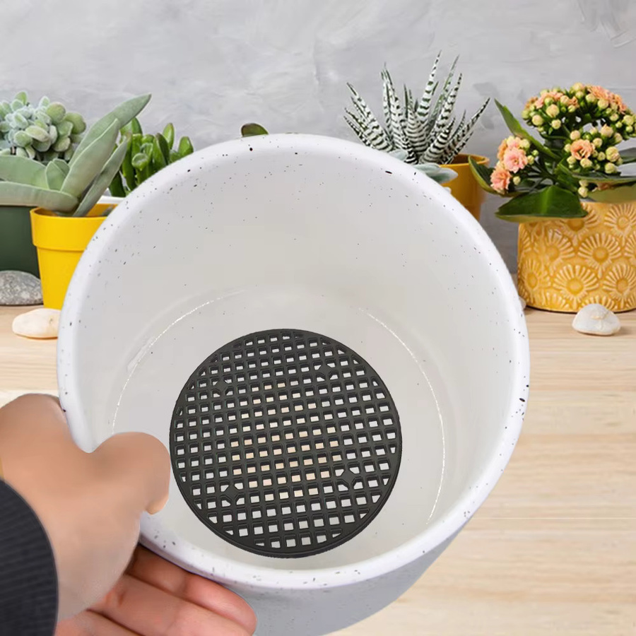 MUCIAKIE Runde Blumentopf Loch Mesh Pads aus Kunststoff in Schwarz zur Entwässerung und Belüftung von Bonsai und Pflanzgefäßen - Bild 6