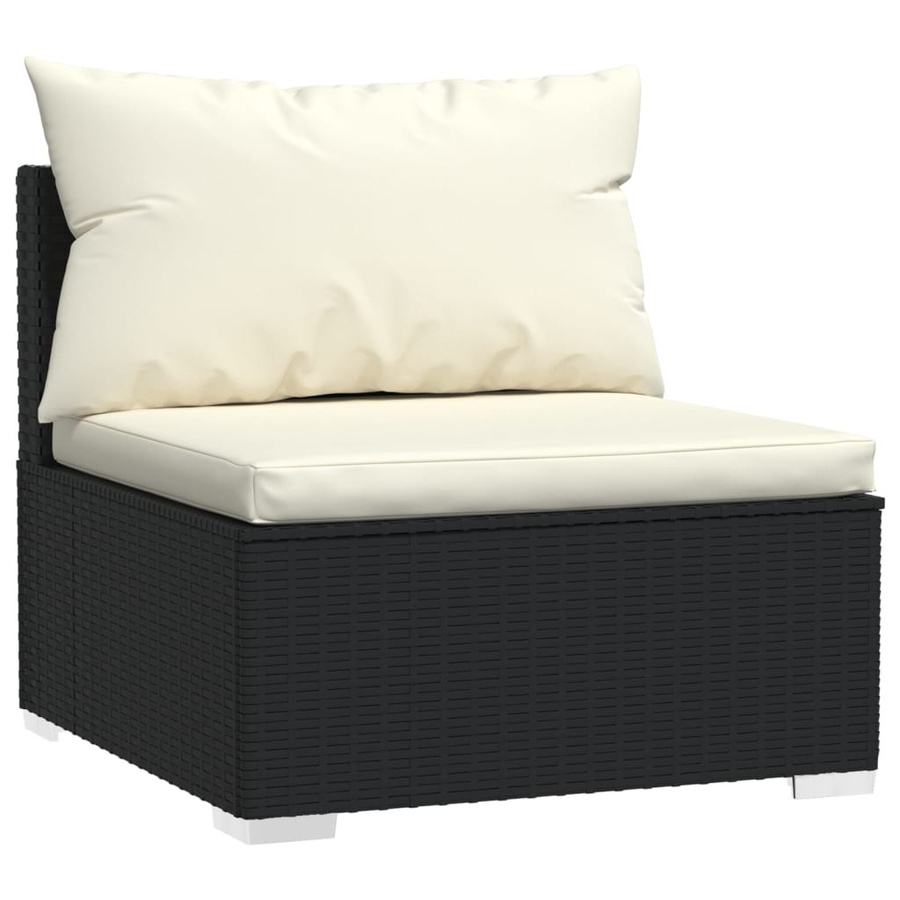 vidaXL 5-tlg Garten-Lounge-Set aus PE-Rattan mit Kissen in Schwarz und Creme - Bild 4