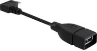 Delock USB 2.0 Adapter Micro USB Stecker auf USB-A Buchse, 90 Grad, Schwarz - Bild 1
