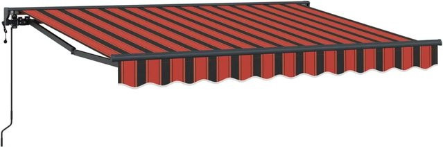 vidaXL Elektrische Ausziehbare Markise mit Semi-Cassette in Orange, Schwarz, Gelb und Anthrazit, Breite: 350 cm, Tiefe: 200 cm - Bild 1