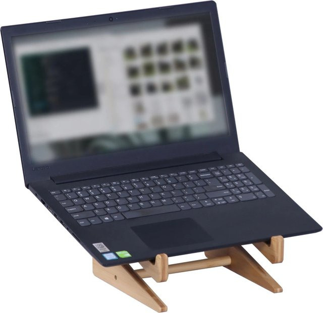 Relaxdays Laptop-Ständer aus Bambus in Natur, rutschfest für 10 bis 15 Zoll, B/T/H: 21 x 21 x 11,5 cm - Bild 1