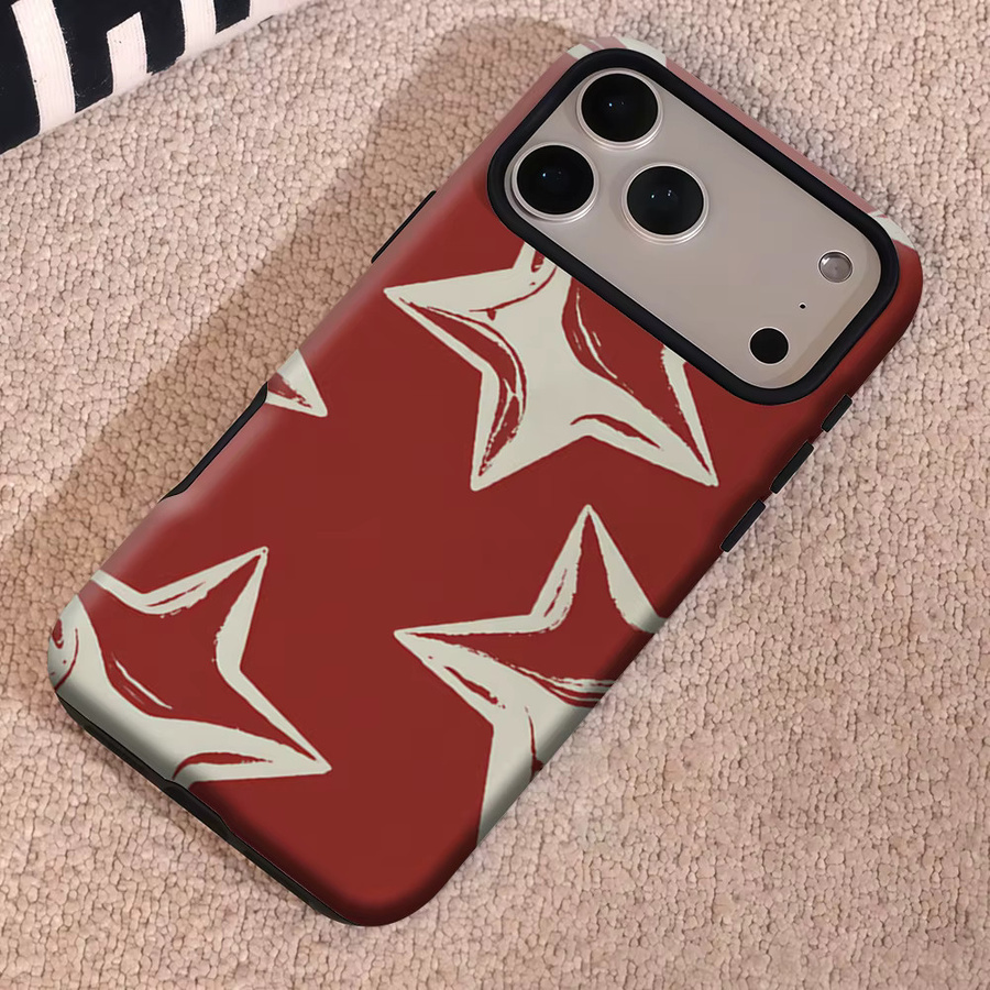 Red Star Robuste doppelschichtige Handyhülle mit Magnetfunktion für iPhone 17, 16, 15, 14, 13 Pro Max Plus in Rot - Bild 5
