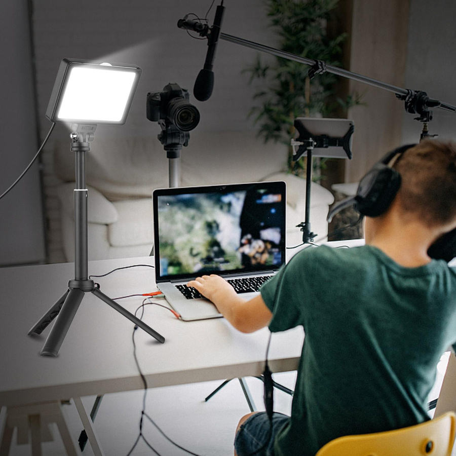 Andoer USB Video Konferenz Beleuchtung Kit mit 3 dimmbaren LED Tischleuchten 5600K in Schwarz - Bild 3