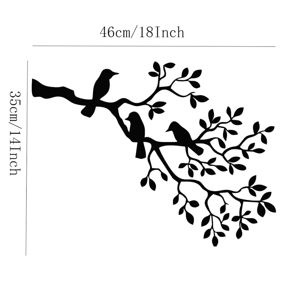 CIFBUY Metall-Wandkunst Vögel auf Ast in Schwarz als moderne Wanddekoration - Bild 2