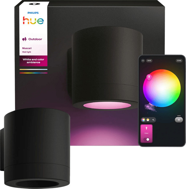 Philips Hue Muscari Wandstrahler für den Außenbereich, LED, Multicolor, Schwarz - Bild 1
