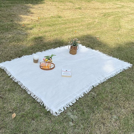 Binchi Outdoor Product Picknickdecke Französische Literatur, doppelseitig und verdickt, Weiß, B/B: 90 x 90 cm
