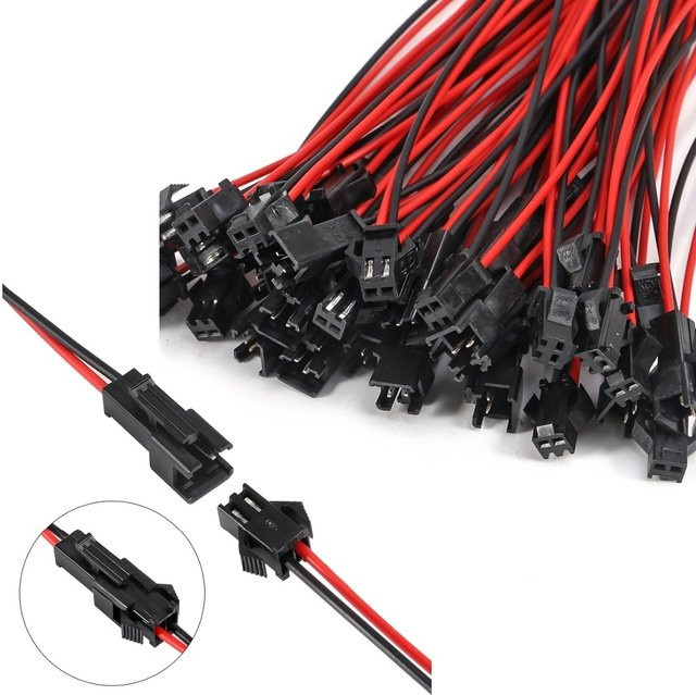 ELECAPITAL 10 Paar JST-Stecker Set, 2-polig, 2P-Buchse und Stecker in Schwarz, SM-Anschlusskabel für LED-Lichtleisten - Bild 1