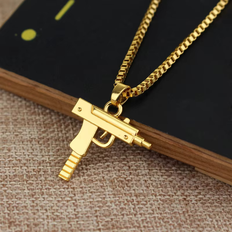Bandai Halskette, Uzi-Pistolen-förmiger Anhänger, Gold, Unisex - Bild 3