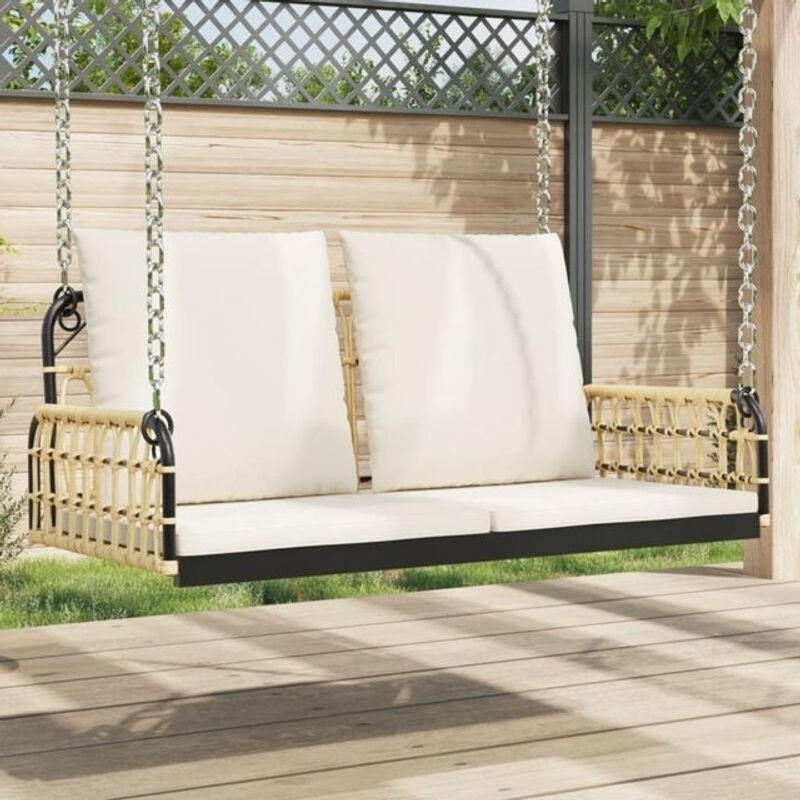 Vidaxl Hollywoodschaukel Hängebank aus Polyrattan mit Kissen B/T/H: 105 x 58 x 38 cm - Bild 1