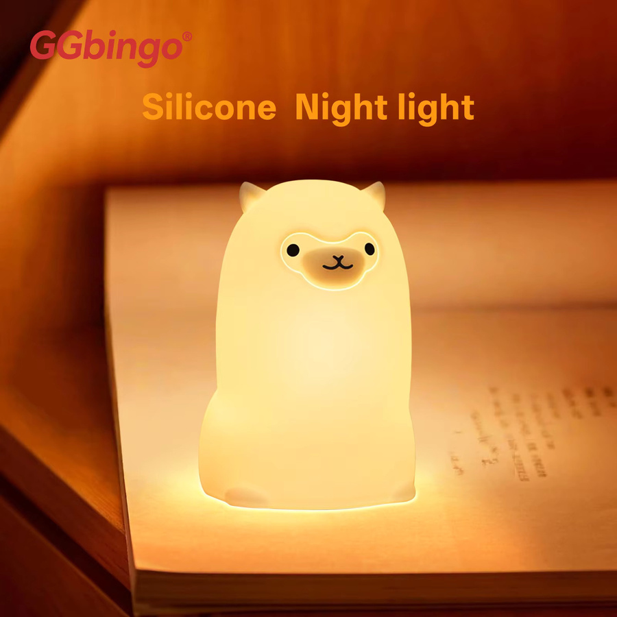 GGbingo LED-Nachtlicht Alpaka mit Berührungssensor, RGB Silikonlampe für Kinder in Multicolor und Weiß, USB-aufladbar - Bild 2