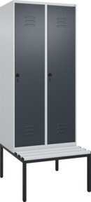 C+P Spind Classic PLUS Garderobenspind mit Sitzbank, 2 Abteile, Lichtgrau, B/T/H: 212 x 80 x 81,5 cm - Bild 1