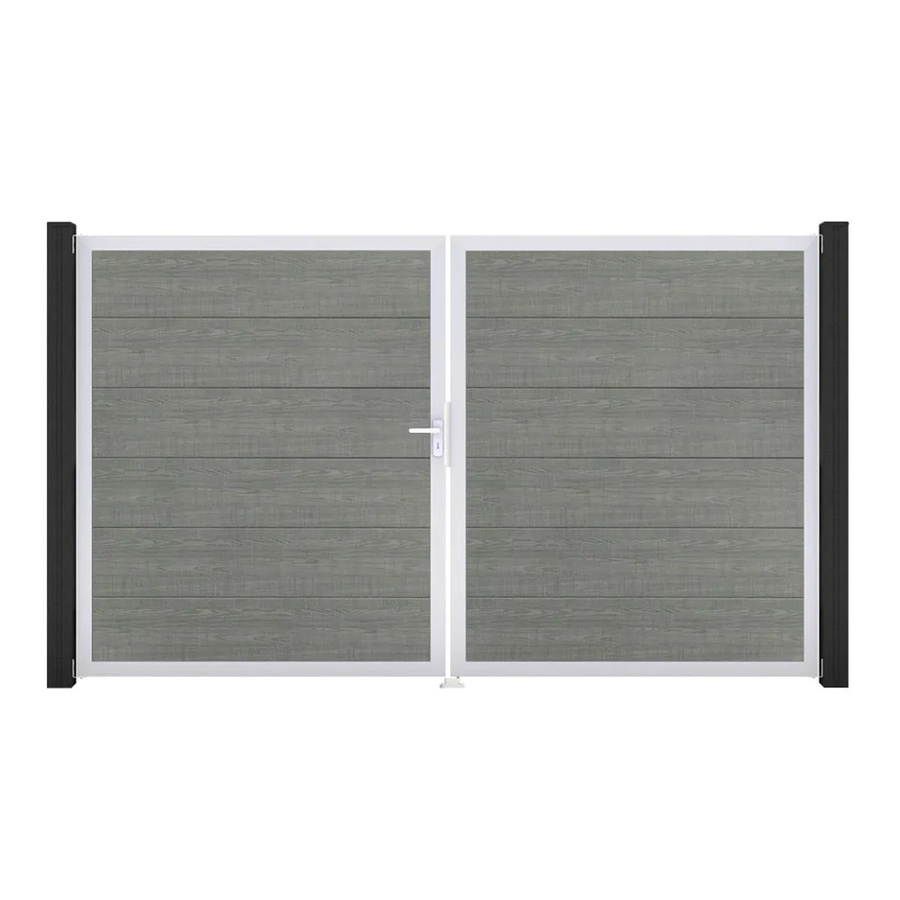 GroJa Steckzaun Tor BasicLine DIN Links EV1 Doppel-Tor in Grey Ash Cut - Bild 2