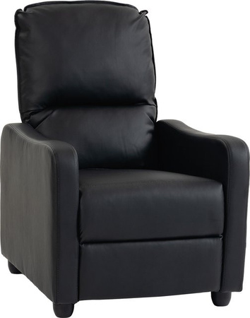 HOMCOM Relaxsessel mit Fußstütze in Schwarz, manuell verstellbarer Sessel aus PU-Leder mit Metall- und Holzrahmen, B/T/H: 69 x 91 x 100 cm