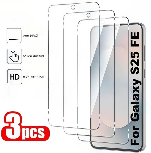 3er-Set gehärtetes Schutzglas für Samsung Galaxy S25 FE 5G, S24 FE, A56, A55, A36, A35, A26, A25, A15, A16, A17, A07, A05, A06, A12, A73 in Transparent - Bild 1