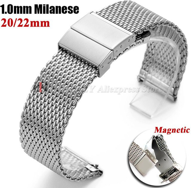 Uhrenarmband Edelstahl, Mesh Milanese, Silber, 20 mm, 22 mm, Unisex - Bild 1
