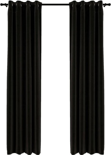 vidaXL Verdunkelungsvorhänge in Leinenoptik, 2er-Set, Anthrazit, B: 140 cm, H: 245 cm - Bild 1
