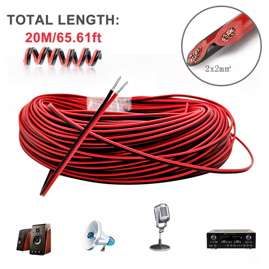 Foxnovo HiFi-Kupferdraht-Audiokabel in Rot, 20 m sauerstofffreies Lautsprecherkabel für Verstärker und DJ-Anwendungen - Bild 2