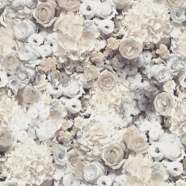 Profhome Floral Tapete Blumen Motiv Matt in Grau Beige Gelb Weiß, Non-Woven, Breite: 0,53 m, Länge: 10,05 m - Bild 1