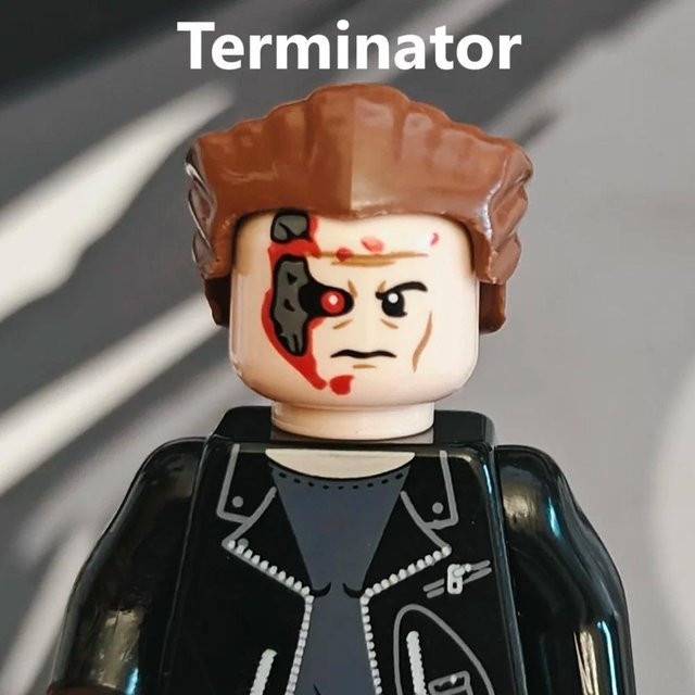 Terminator T800 Chromschädel Roboter, Bausteine Mini Actionfigur, ab 14 Jahren - Bild 1