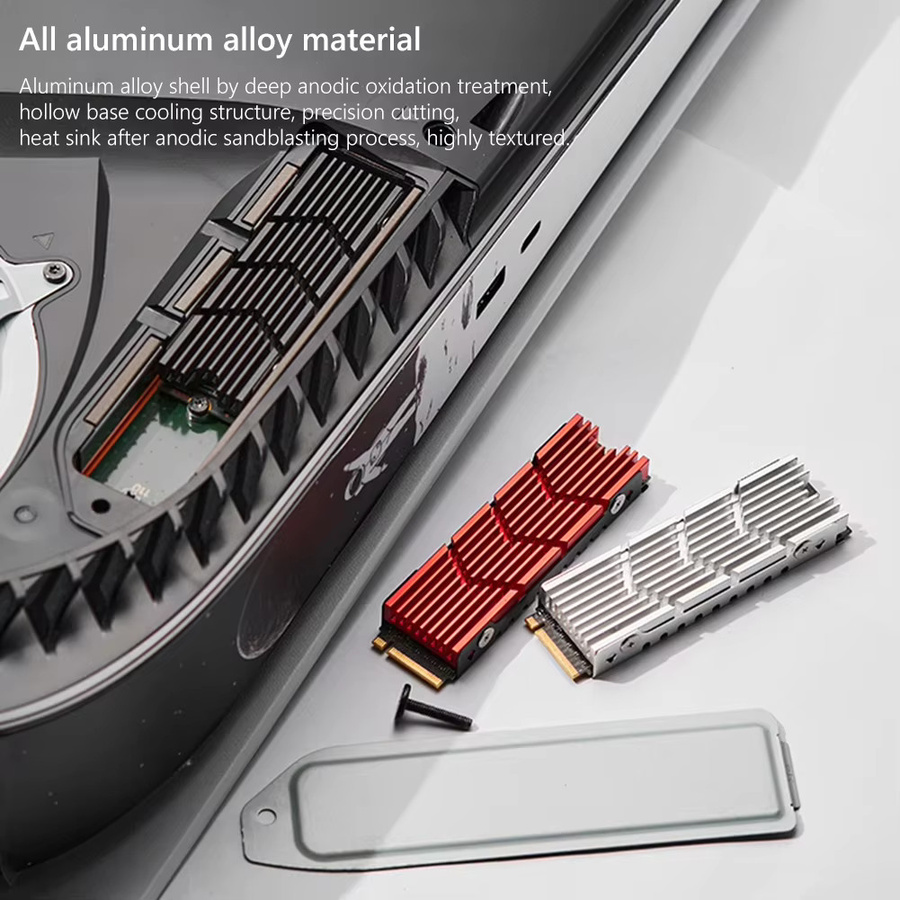CX FUTRUE M.2 NVMe SSD-Kühler Radiator aus Aluminiumlegierung in Silber und Rot - Bild 3